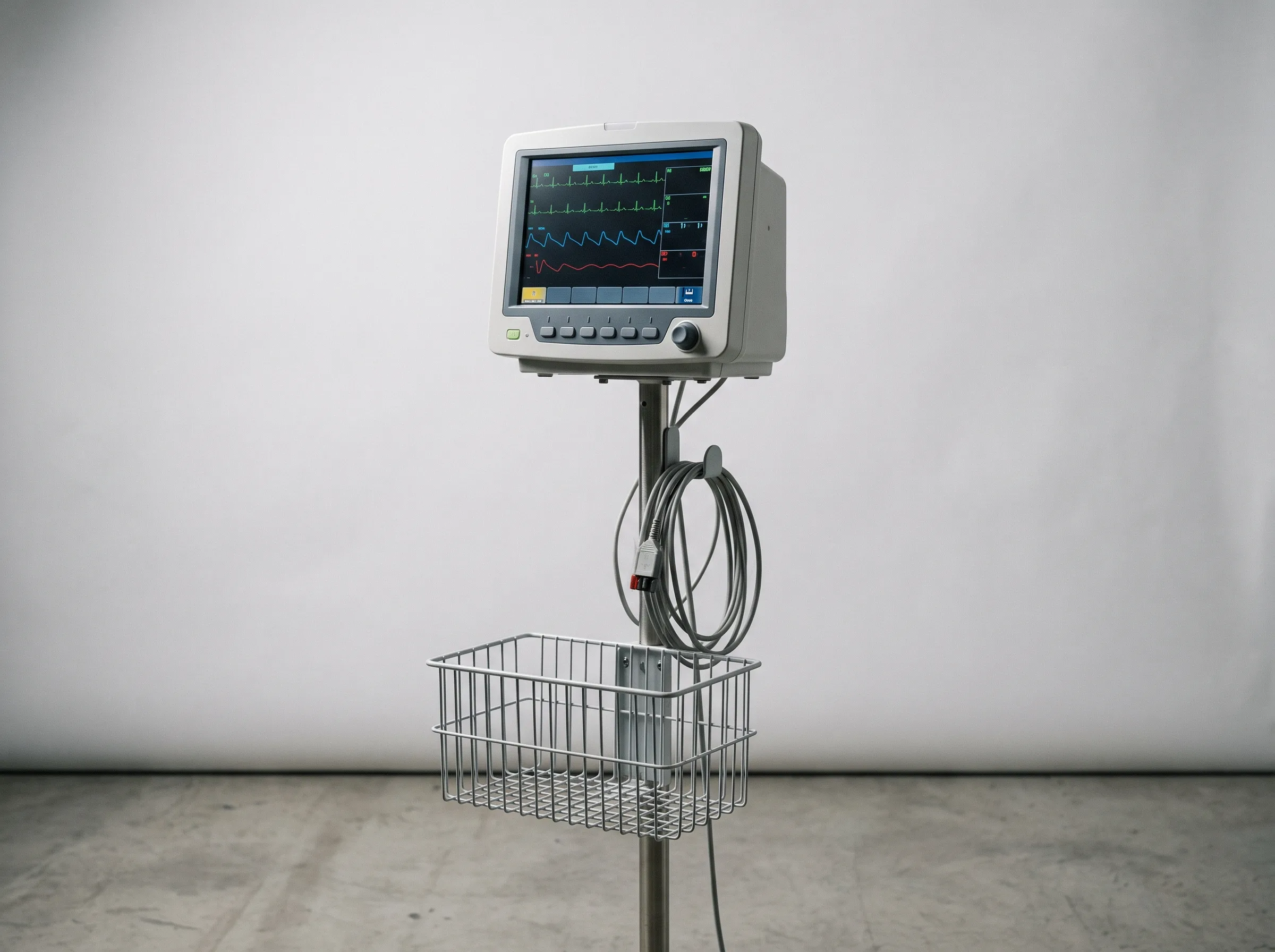 KM-780 bedside monitor on a rolling stand