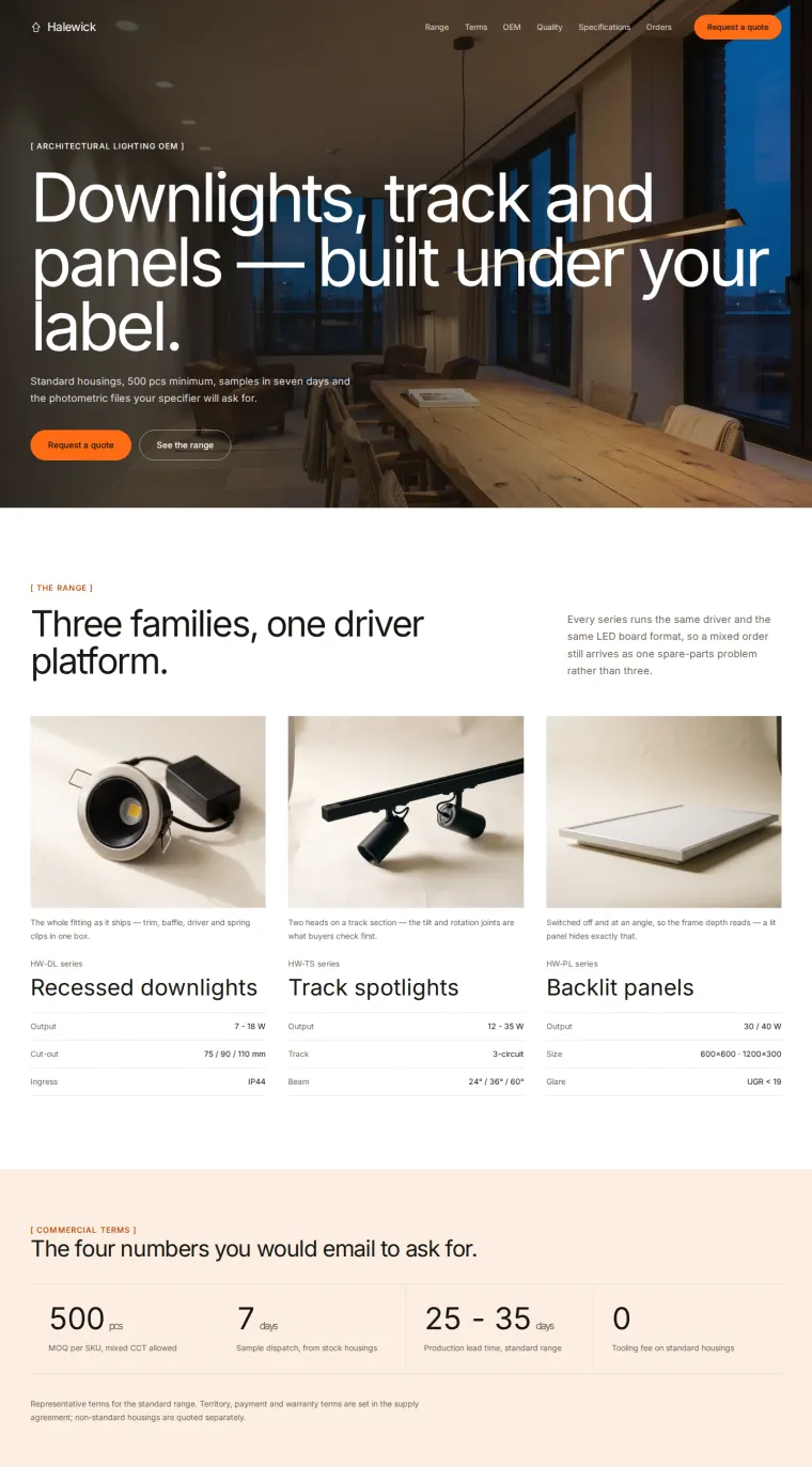 Halewick Lighting 首页预览